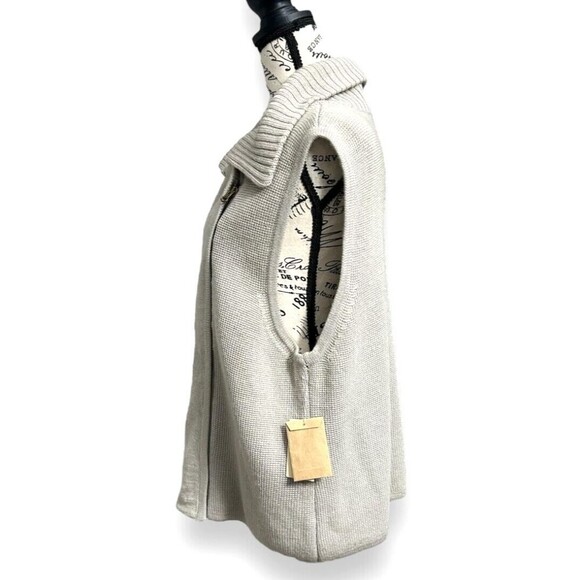 Coldwater Creek XL Wool Sweater Vest Oat Tan Asymmetrical Zip Collared Chic NWT - Picture 5 of 15